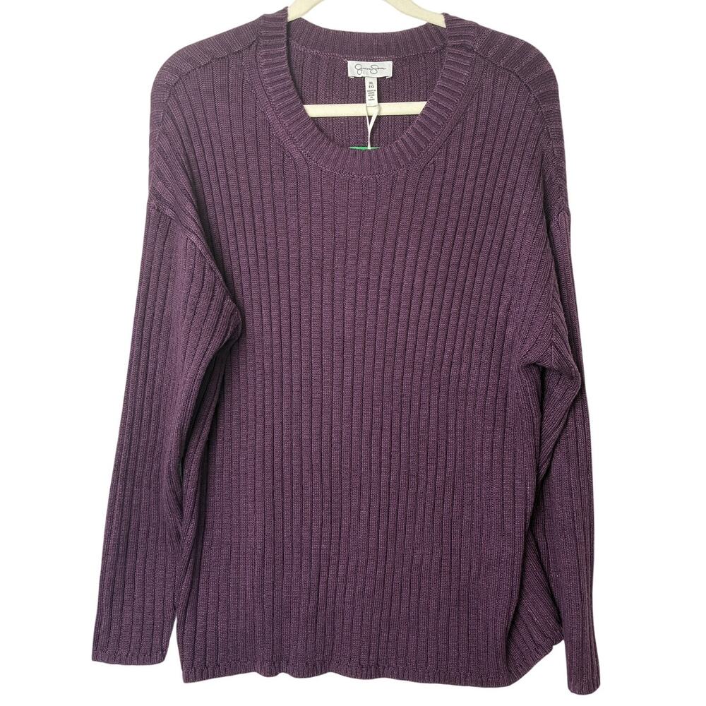 NWT Jessica Simpson Crewneck Sweater Womens XL Purple Stretch Cozy Soft